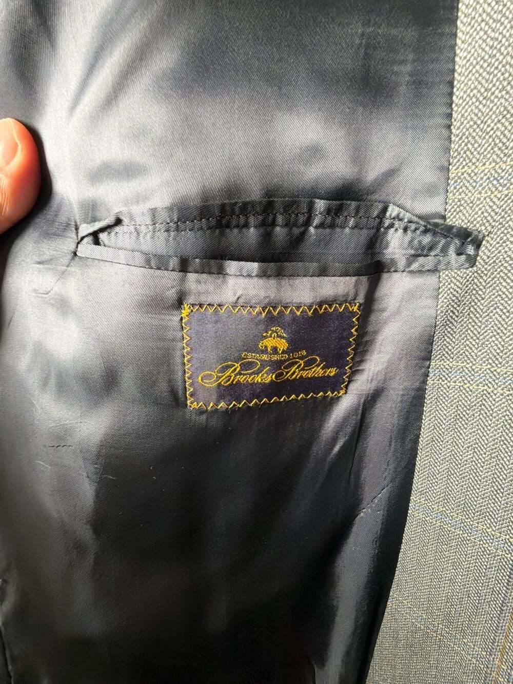 Brooks Brothers Herringbone Windowpane Suit Jacket Blazer 48L 100% Wool - Picture 11 of 15